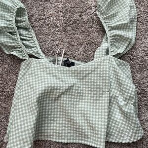 Green Gingham Women's Top